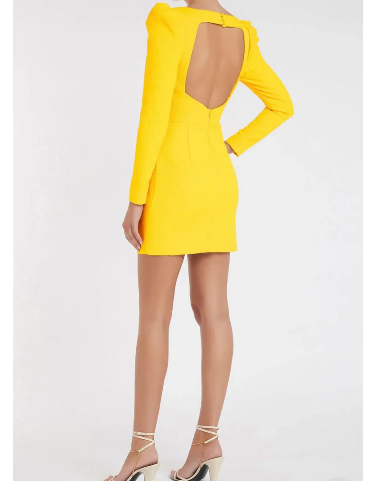Rebecca Vallance Jaclyn Long Sleeve Mini Dress Yellow Size 12 - Image 3