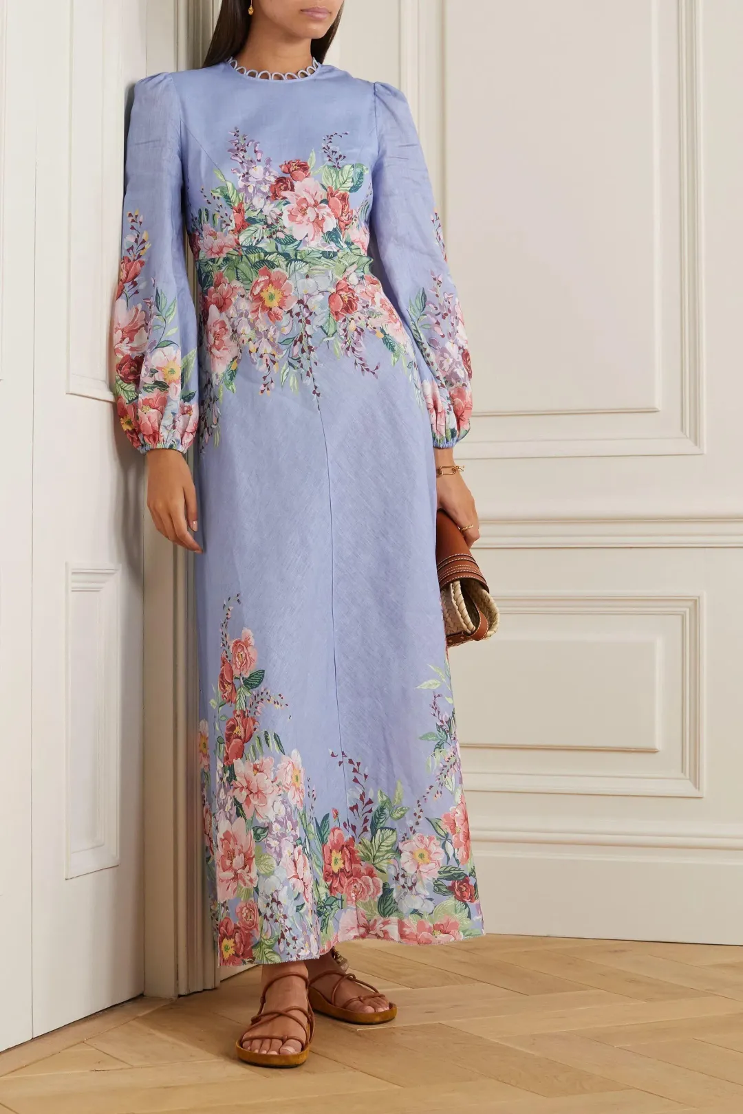 Zimmermann Bellitude Floral Long Dress in Cornflower Floral Size 0 / AU 8 for rent on The Volte - main image