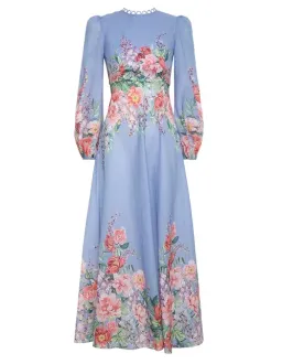 Zimmermann Bellitude Floral Long Dress in Cornflower Floral Size 0 / AU 8 for rent on The Volte - image 2