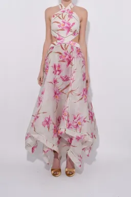Zimmerman Corsage Halter Dress in Fuschia Orchid Print Size 0 for rent on The Volte - image 3
