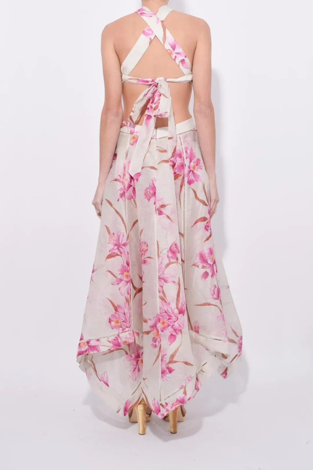 Zimmerman Corsage Halter Dress in Fuschia Orchid Print Size 0 for rent on The Volte - main image