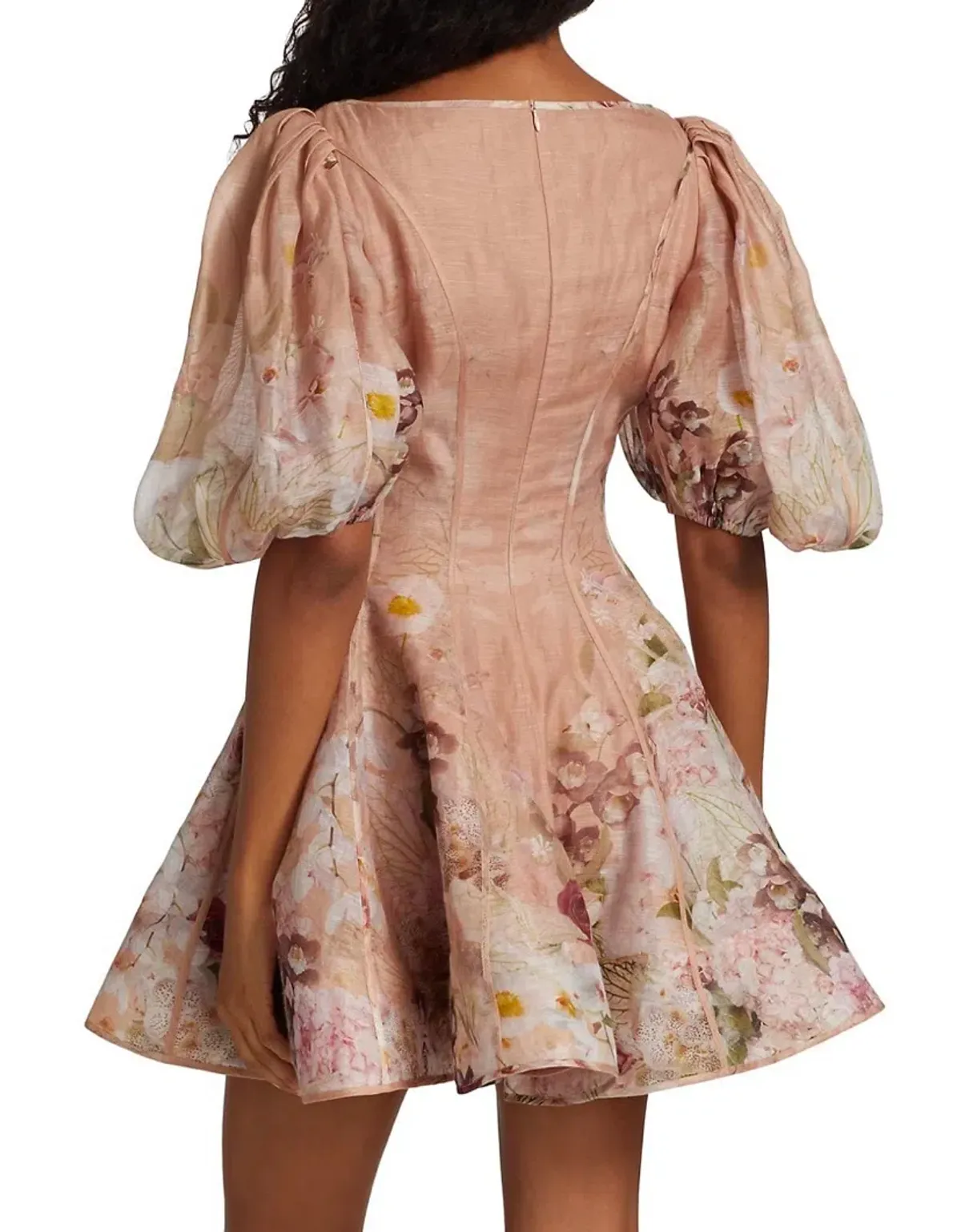 Zimmermann Dancer Puff Sleeve Mini in Blush Garden Floral Print Size 1 / Au 10 - Image 4