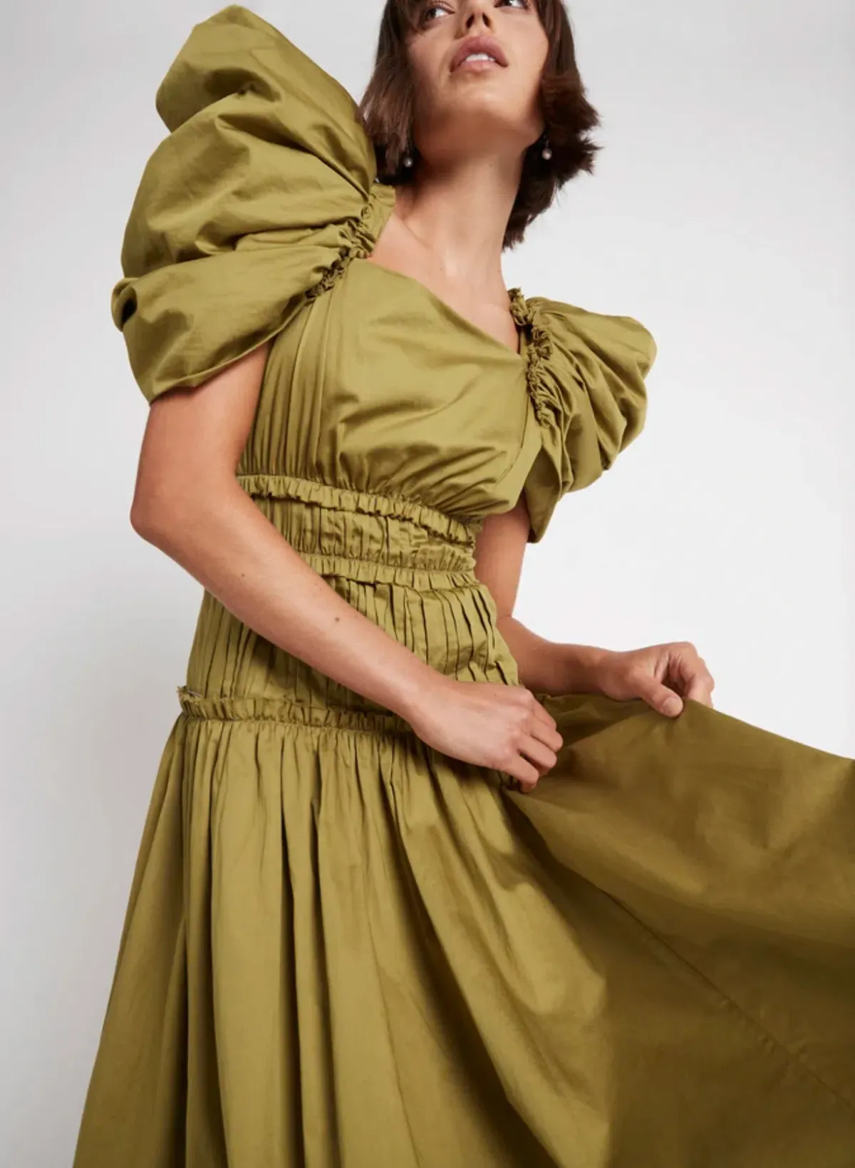 Aje Frequency Butterfly Sleeve Midi Dress Green Size 6 - Image 4