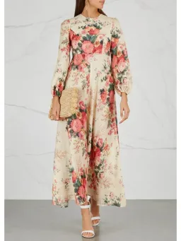Zimmermann Honour Plunge Maxi Dress Lemon Floral Size 0 / AU 8 for rent on The Volte - image 1
