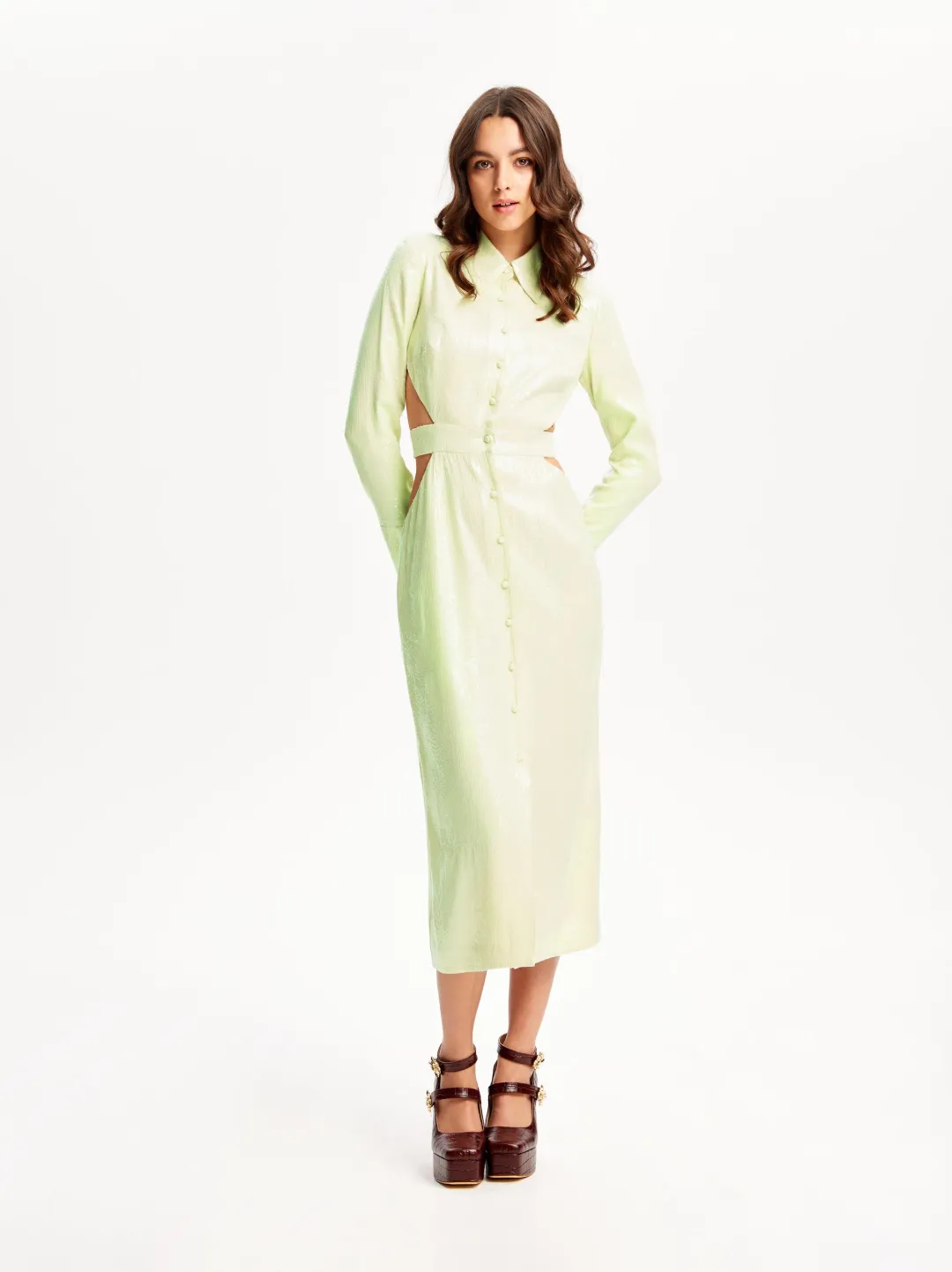 Alice McCall Lime Cream Night Sky Trench Green Size 8 for rent on The Volte - main image