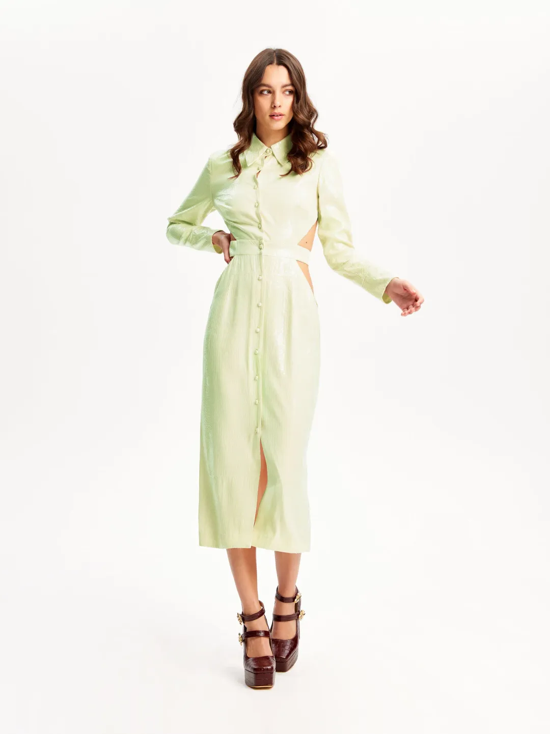 Alice McCall Lime Cream Night Sky Trench Green Size 8 for rent on The Volte - main image