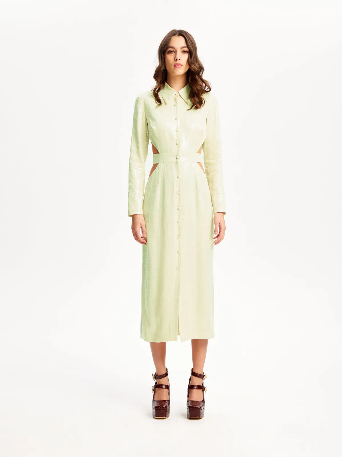 Alice McCall Lime Cream Night Sky Trench Green Size 8 for rent on The Volte - main image