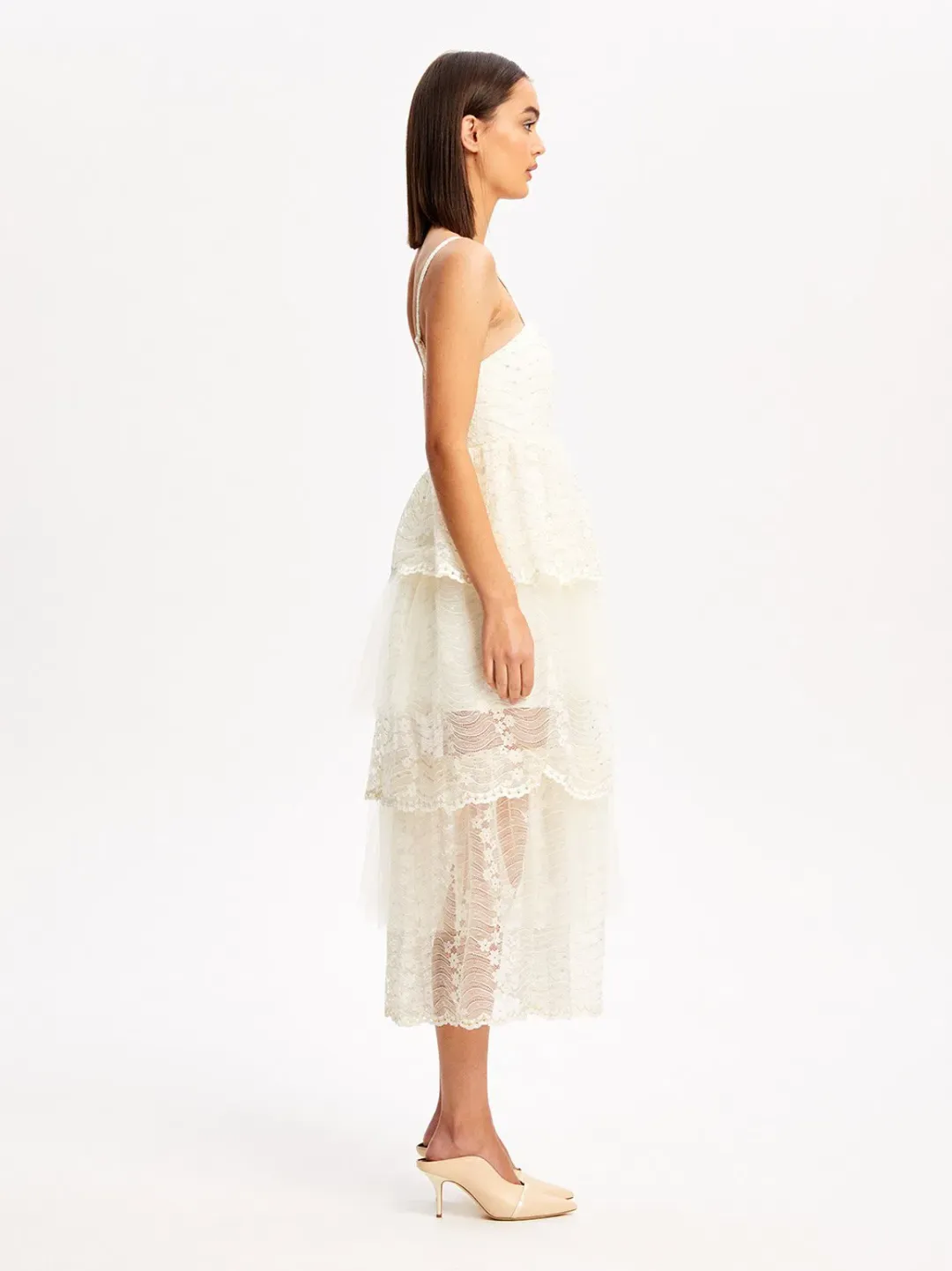 Alice McCall Creme Moonstruck Midi Dress Cream Size 12 for rent on The Volte - main image