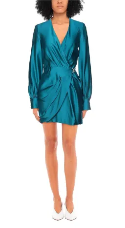 Amen Long Sleeve Wrap Mini Dress Jade Size 12 for rent on The Volte - image 1