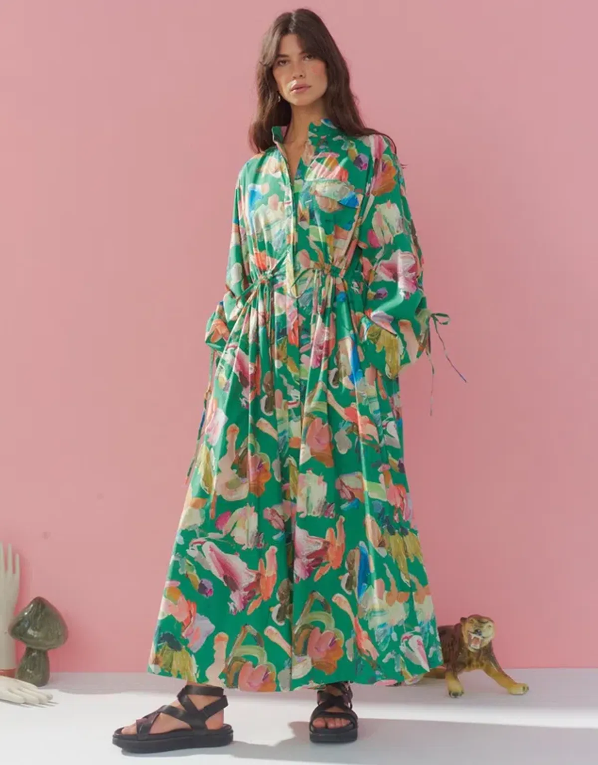 Alemais Arlo Shirt Dress Green Size 14 - Image 1