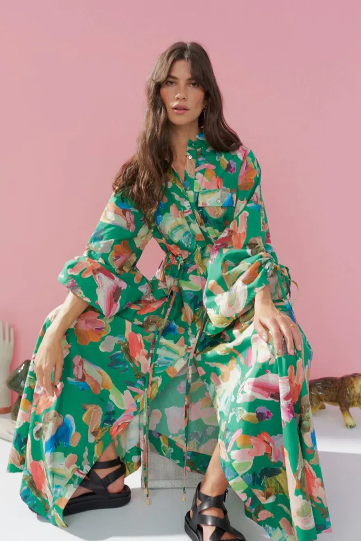 Alemais Arlo Shirt Dress Green Size 14 - Image 2