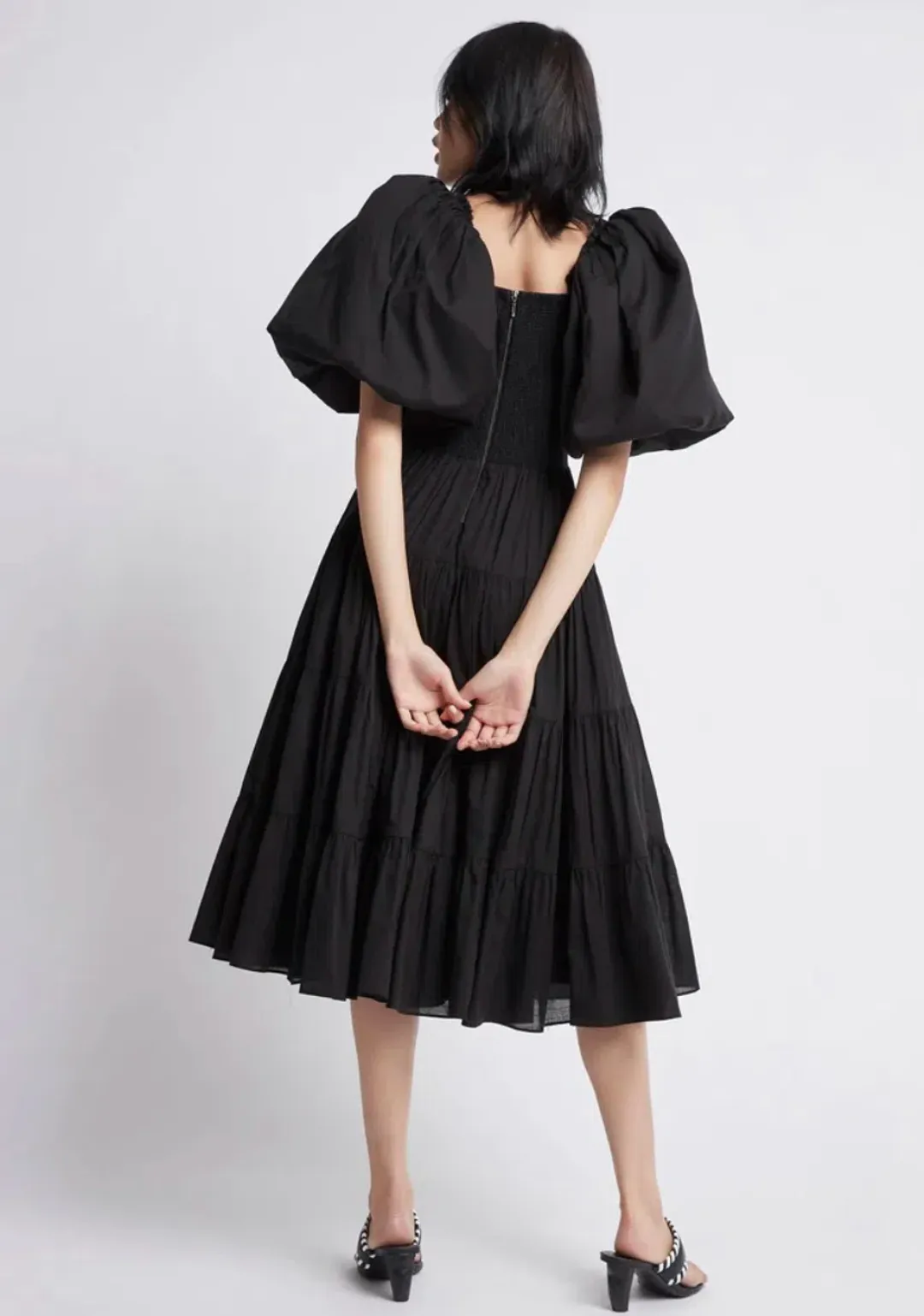 Aje Cherished Midi Dress Black Size 6 for rent on The Volte - main image