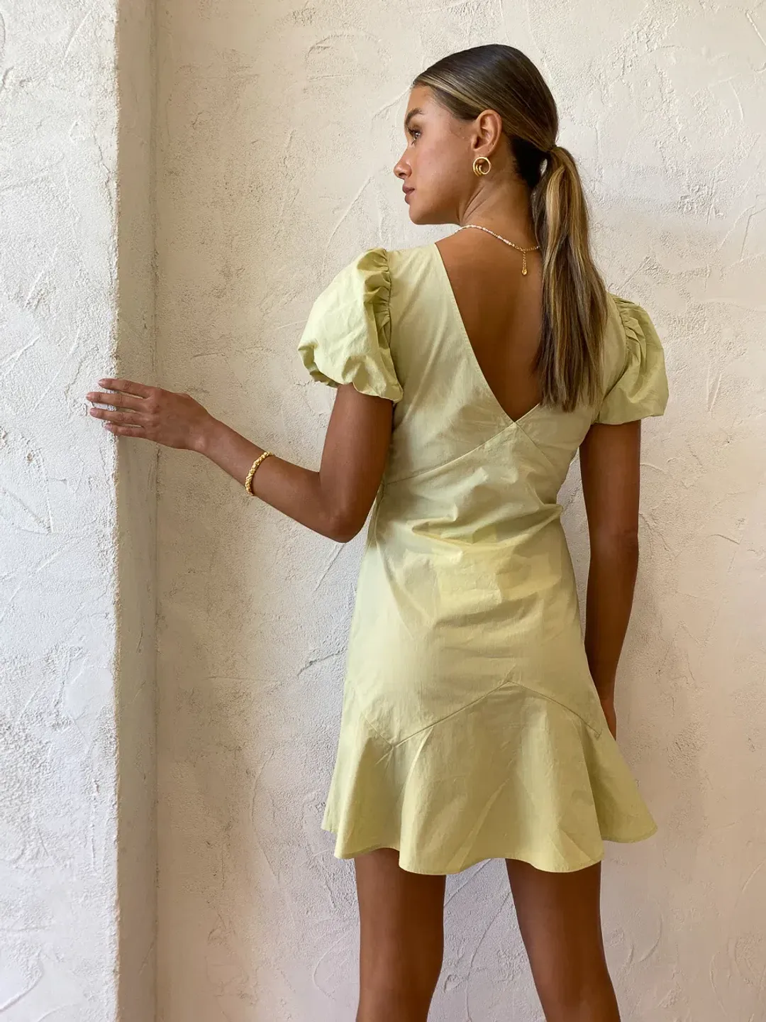 Sir the Label Mason Panelled Mini Dress in Pistachio Green Size 8 for rent on The Volte - main image