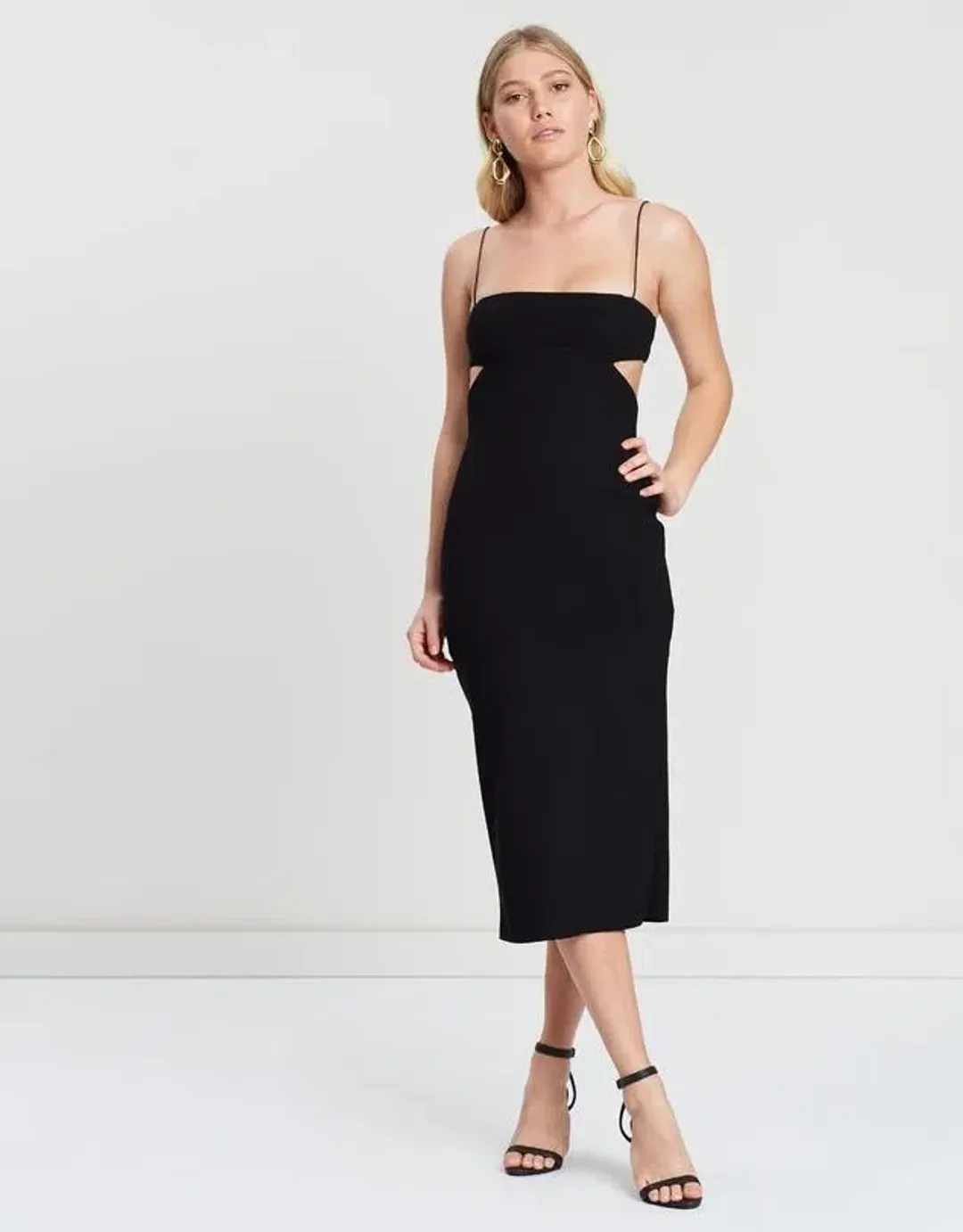 Bec & Bridge Elle Cut Out Midi Dress Black Size 10 for rent on The Volte - main image