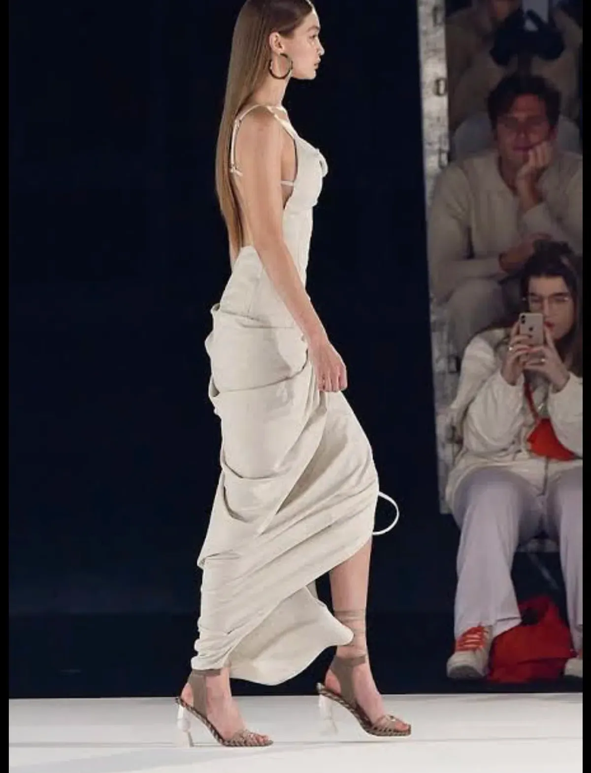 Jacquemus La Robe Saudade Asymmetrical Dress in Neutral Beige Size 36 - Image 3