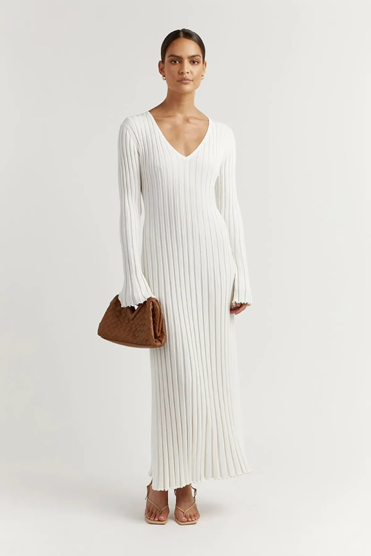 DISSH Reign Sleeve Knit Midi Dress White Size S - Image 2