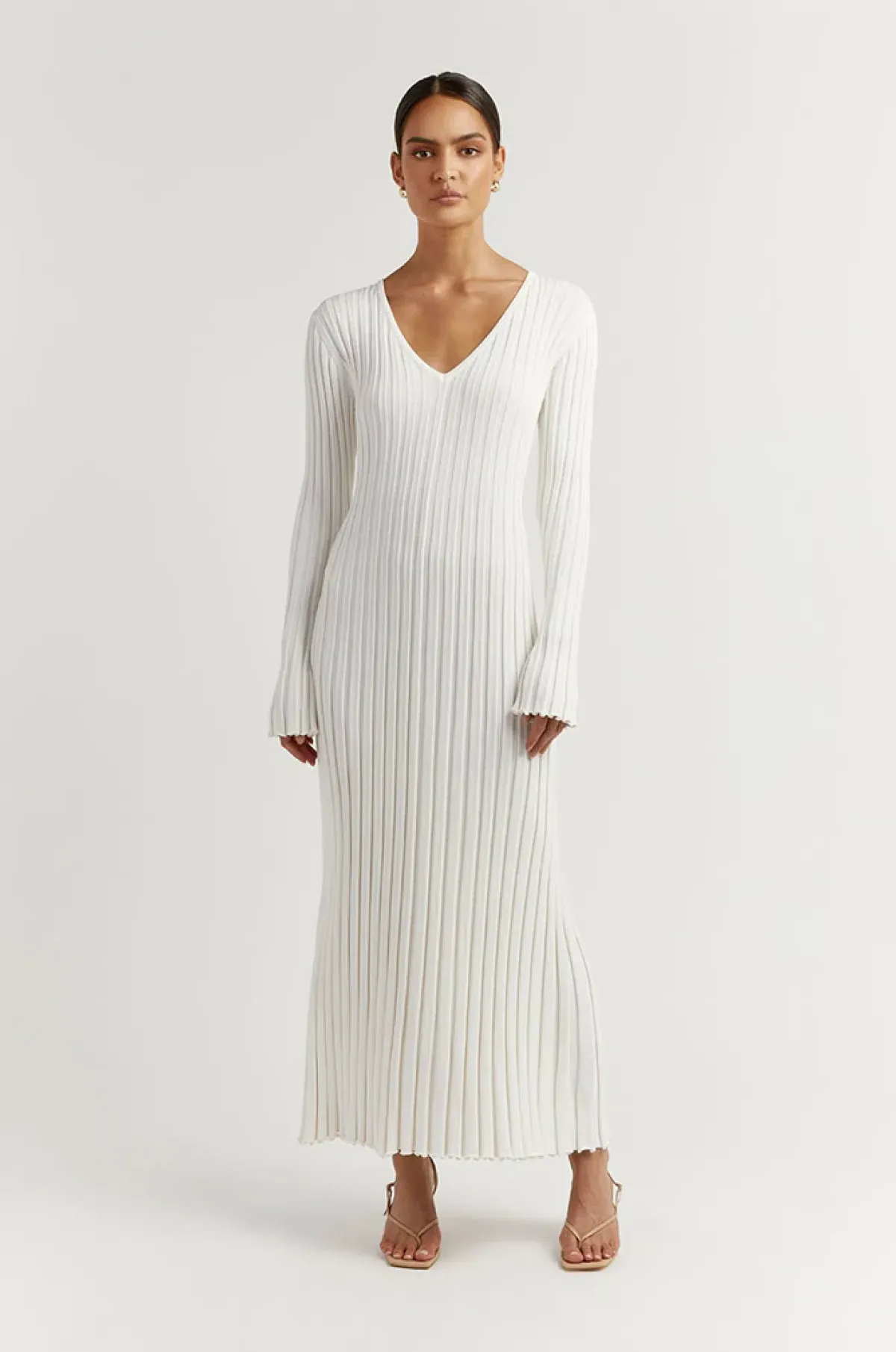 DISSH Reign Sleeve Knit Midi Dress White Size S - Image 4