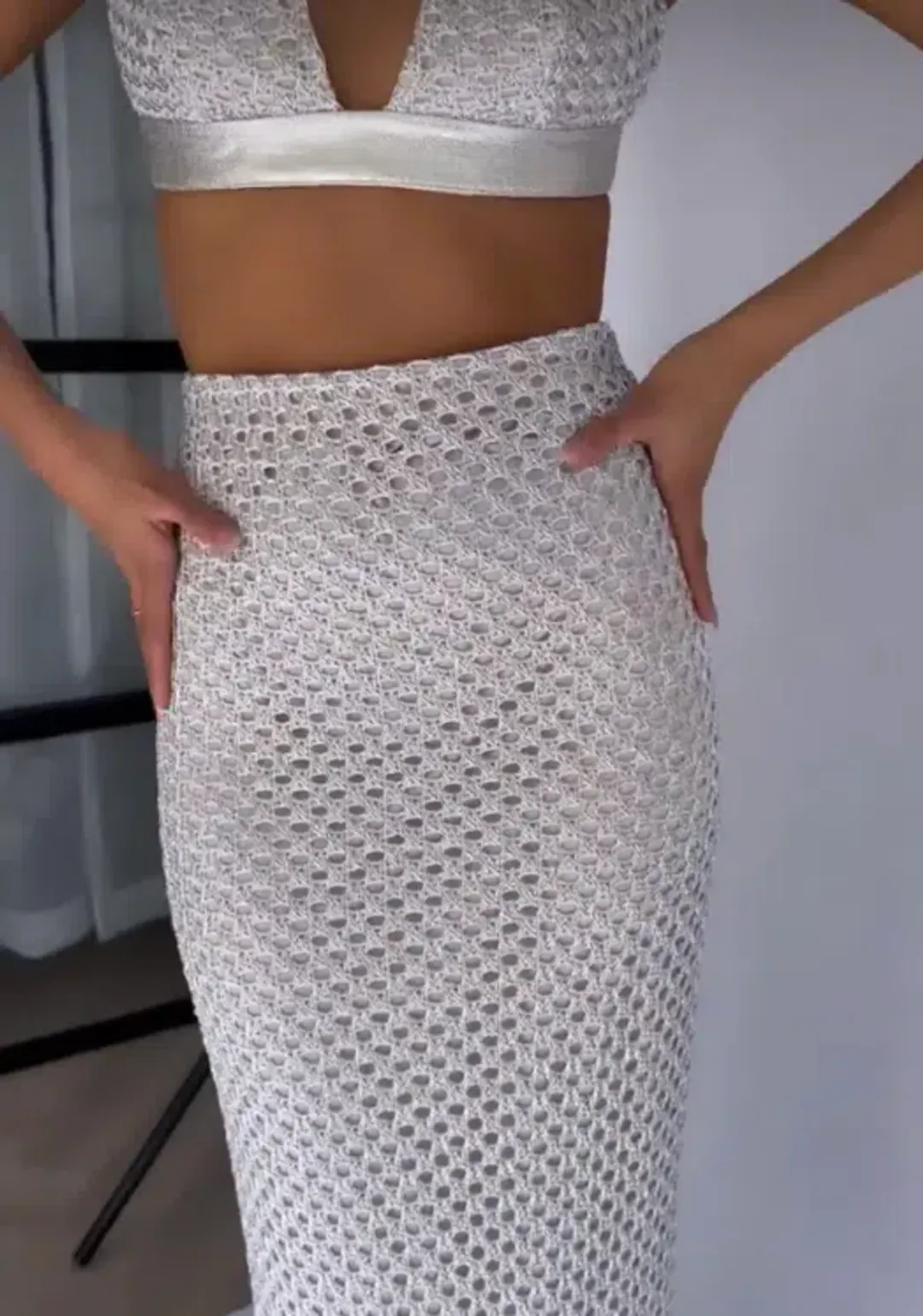 Manning Cartell Soiree Bra and Pencil Skirt Set Silver Size 8 for rent on The Volte - main image