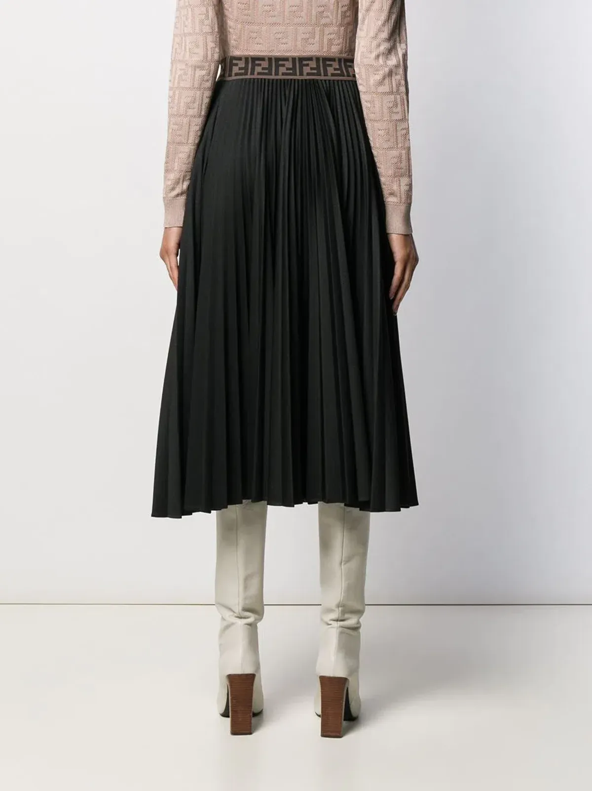 Fendi FF Pleated Skirt Black Size 8 - Image 2