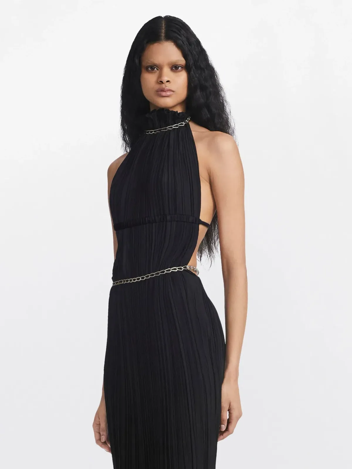 Dion Lee Chain Pleat Halter Dress Black Size 6 - Image 2