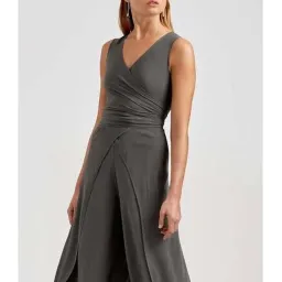 Scanlan Theodore Silk Wrap Jumpsuit Khaki Green Size 8 for rent on The Volte - image 2