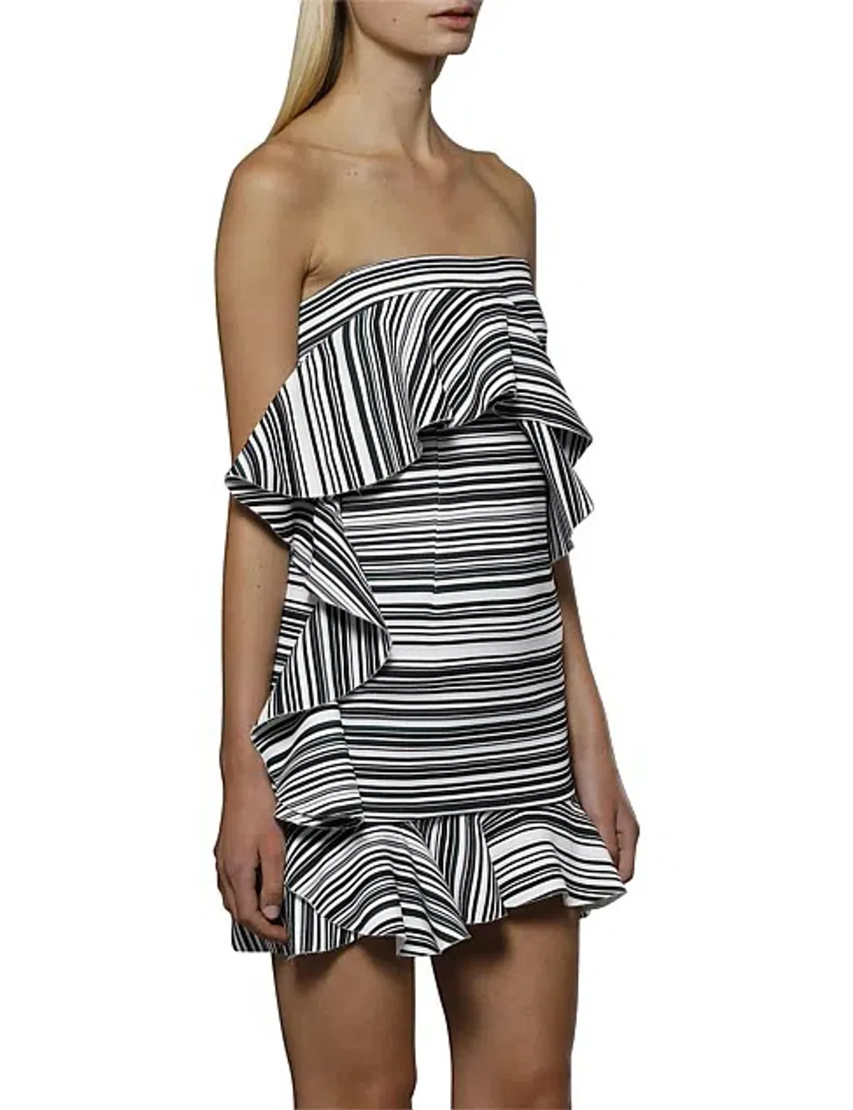By Johnny Braith Stripe Frill Mini Dress Print Size 8 - Image 2