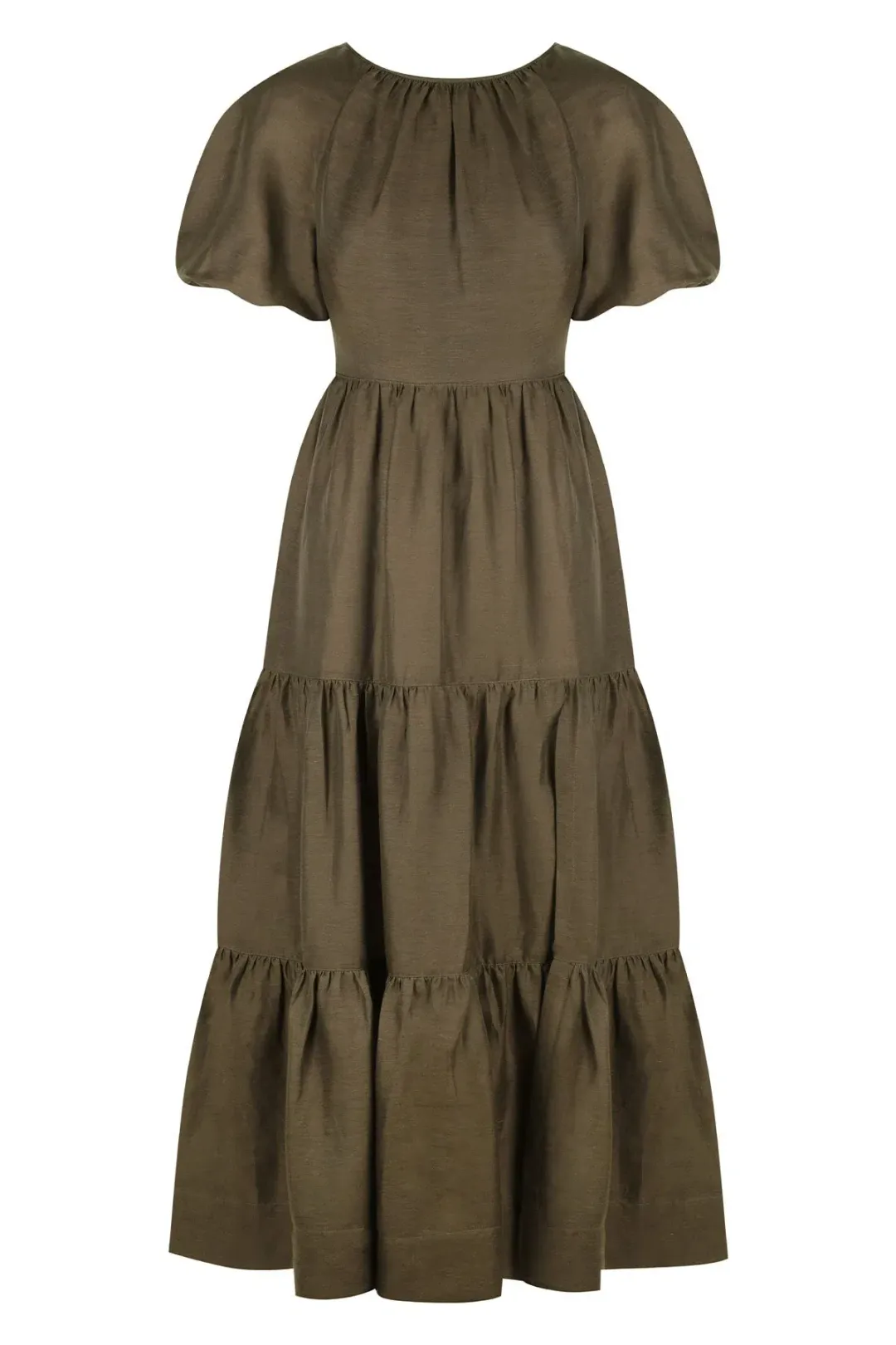 Shona Joy Bruna Linen Short Sleeve Backless Midi Dress Green Size 12 for rent on The Volte - main image