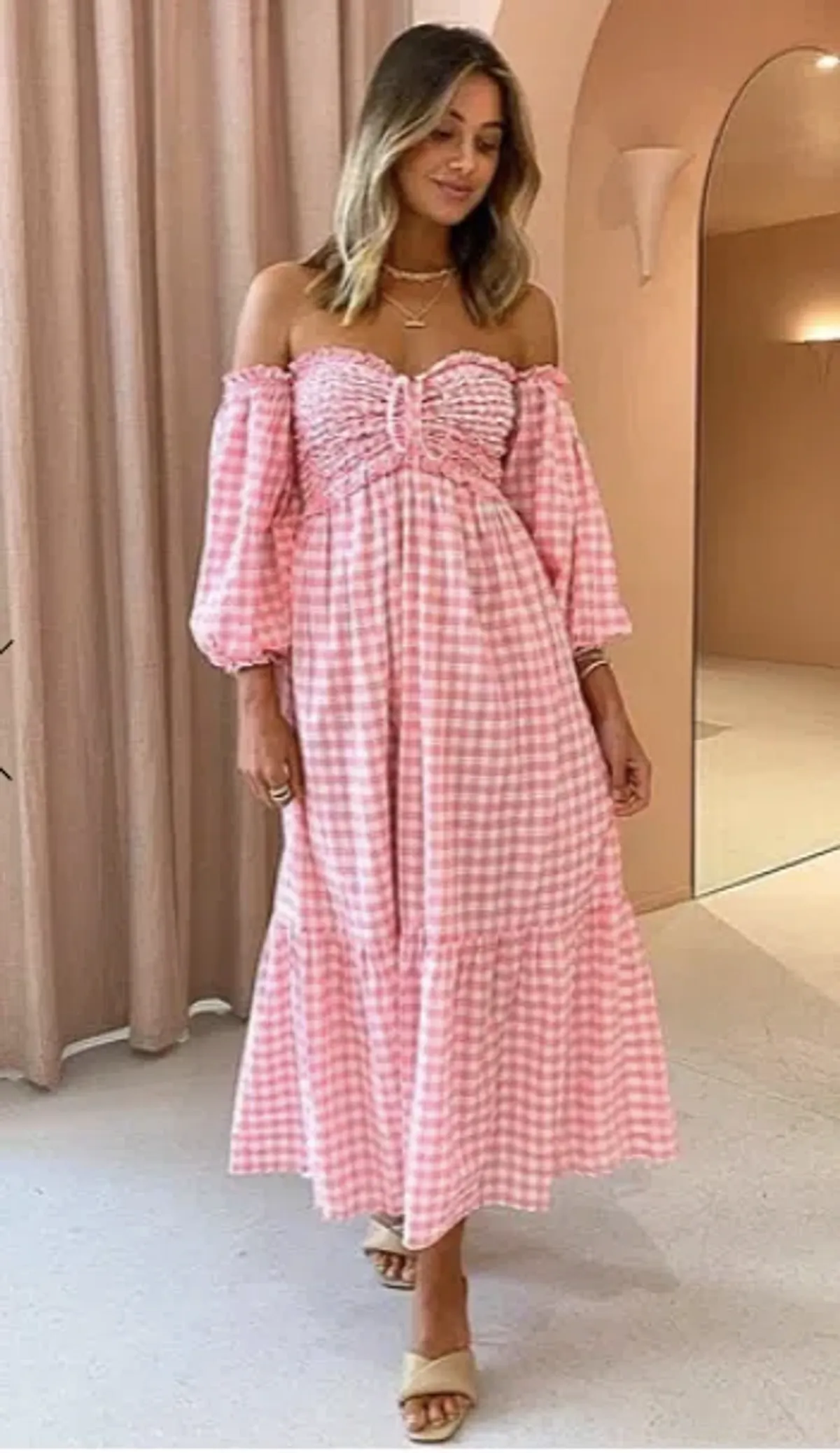 Steele Jacques Dress Pink Check Size 8 - Image 3