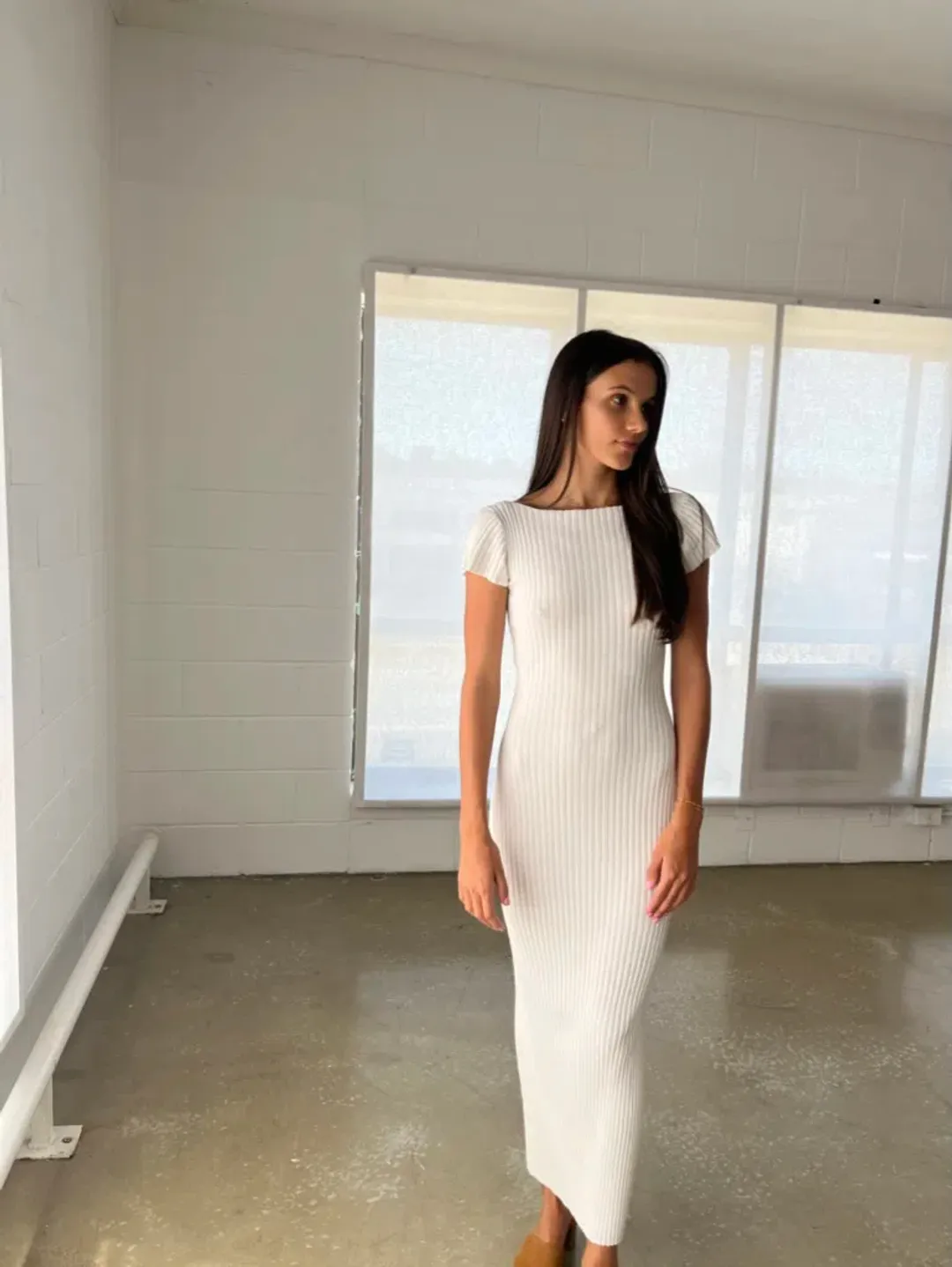 Bec & Bridge Millie Knit Midi Dress White Size 6 for rent on The Volte - main image