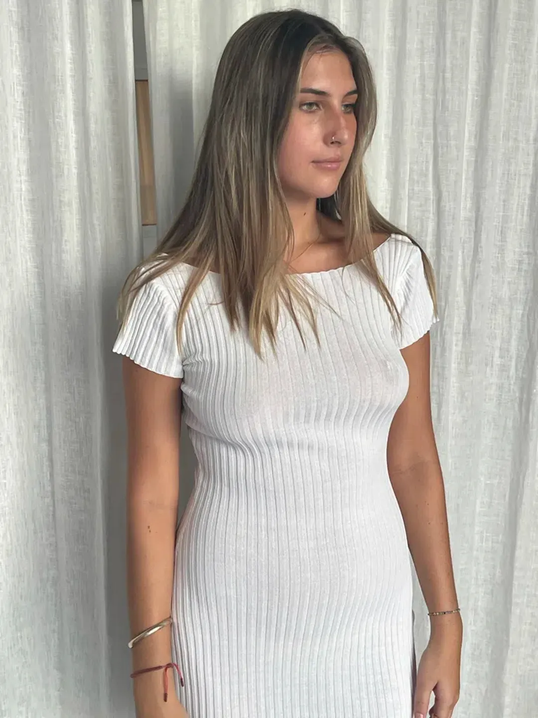 Bec & Bridge Millie Knit Midi Dress White Size 6 for rent on The Volte - main image