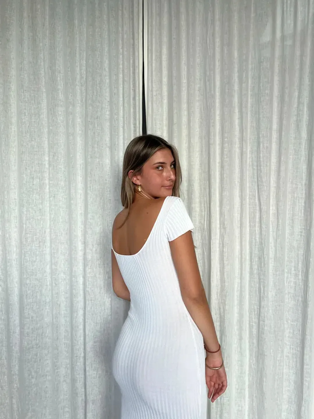 Bec & Bridge Millie Knit Midi Dress White Size 6 for rent on The Volte - main image
