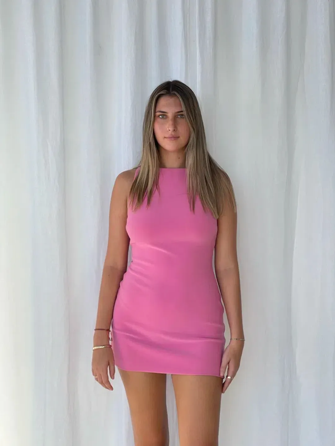 Bec & Bridge Clover Mini Dress Pink Size 10 for rent on The Volte - main image