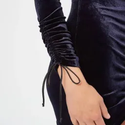 Bec & Bridge Velvet Jagger Long Sleeve Mini Dress Navy Size 8 for rent on The Volte - image 2