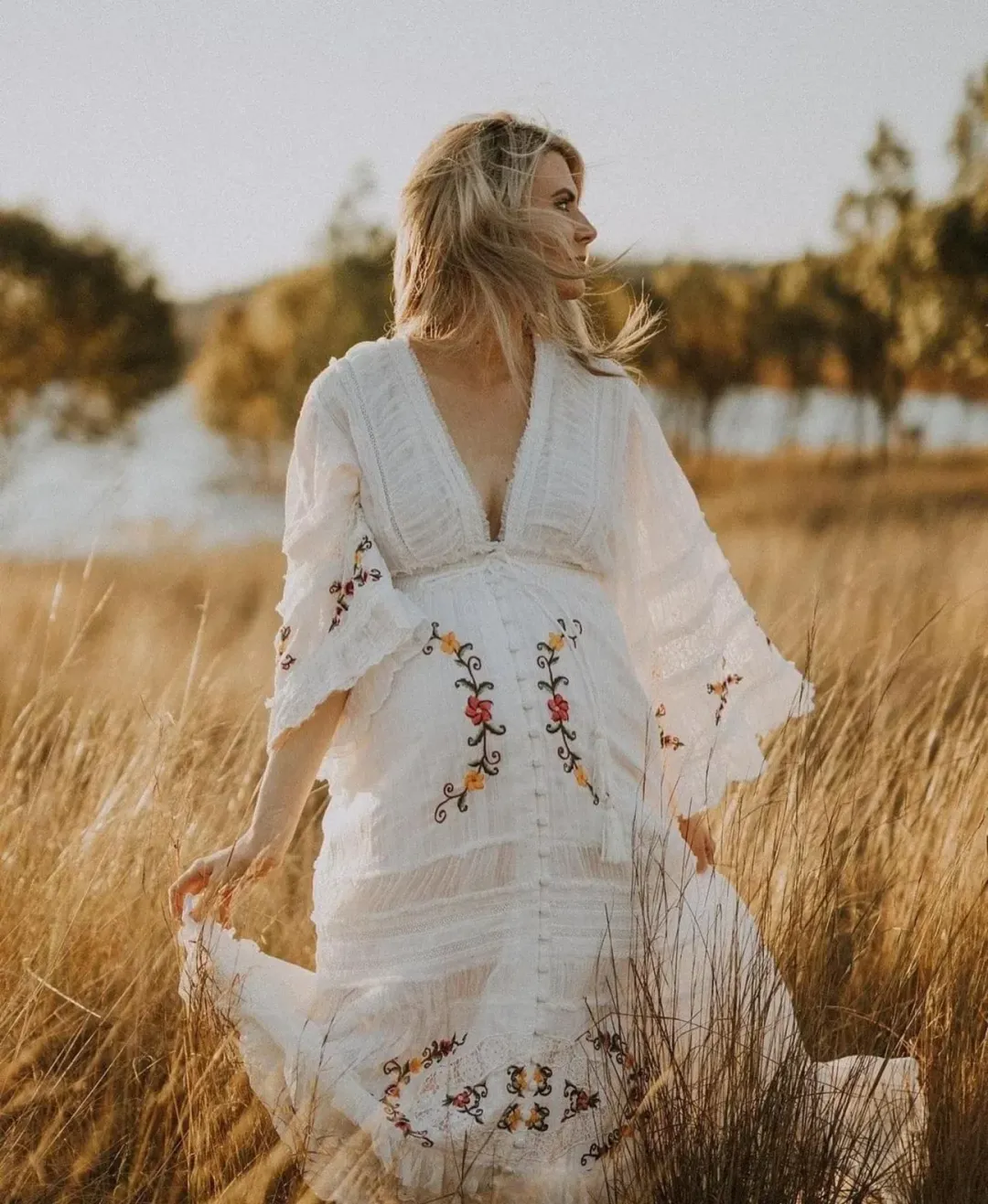 Fillyboo Charm Your Way Embroidered Maxi Dress White Size L for rent on The Volte - main image