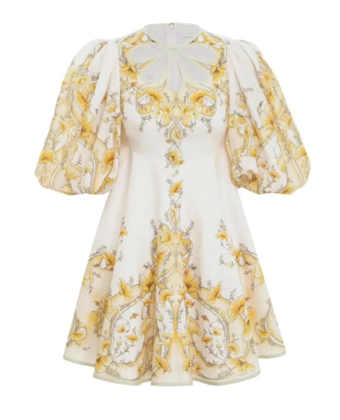 Zimmermann Jeannie Keyhole Mini Dress Yellow Poppy Size 12 for rent on The Volte - main image