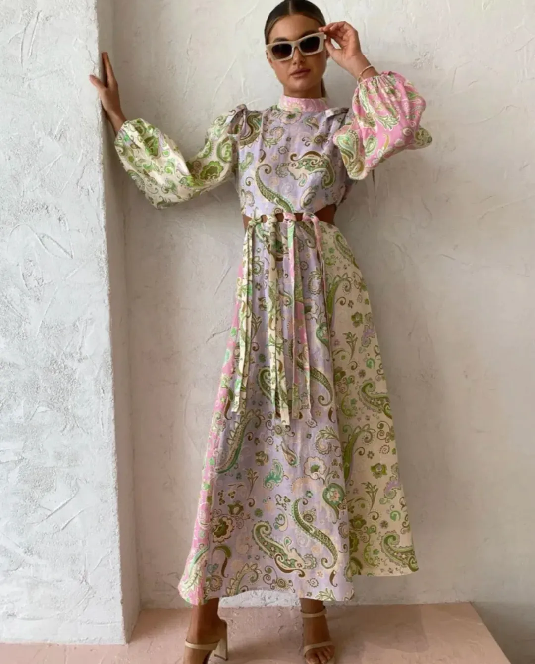 Alemais Marta Cutout Midi Dress Print Size 8 for rent on The Volte - main image