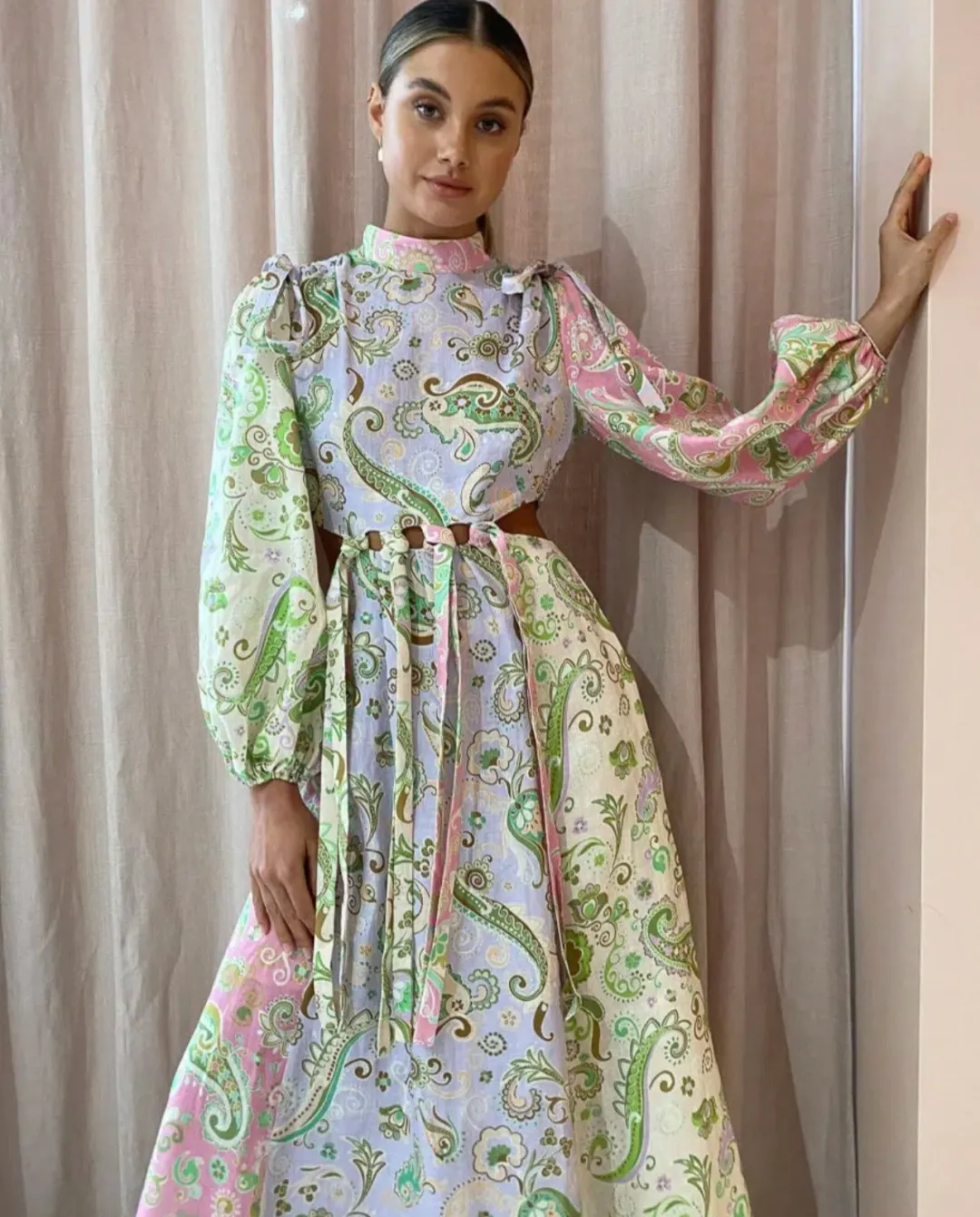 Alemais Marta Cutout Midi Dress Print Size 8 for rent on The Volte - main image