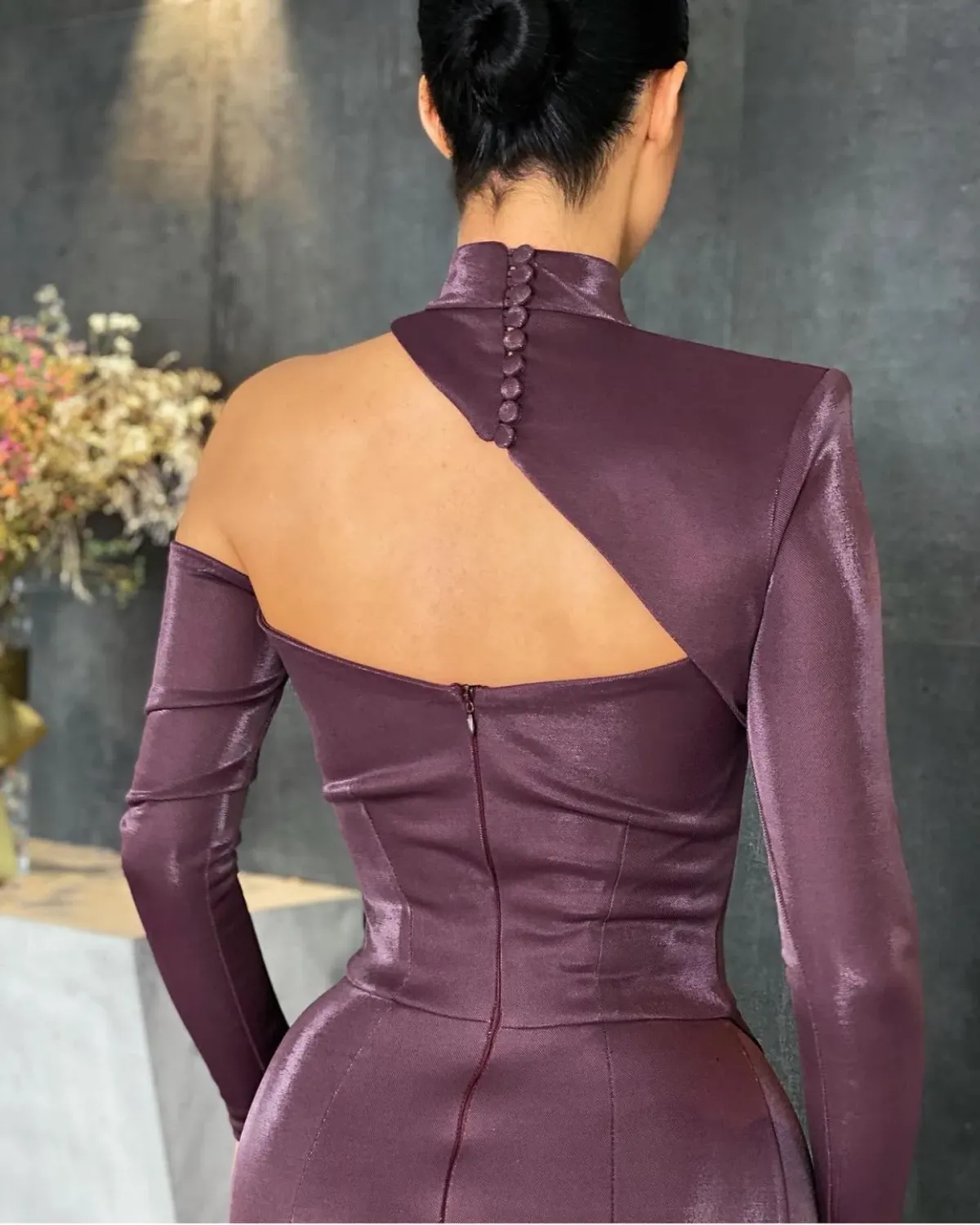 Lia Stublla Custom Made Gown Burgundy Size 6 - Image 3