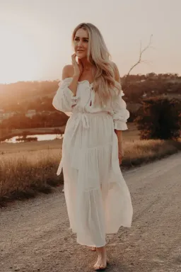 Co and Ry Goldie Maxi Dress White One Size for rent on The Volte - image 1