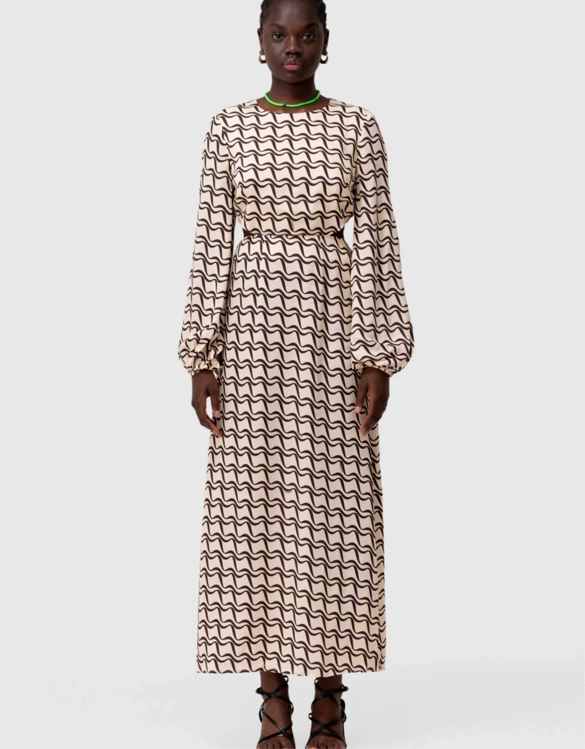 The Wolf Gang Marrakesh Cut Out Dress Black Wave Print Size 6 - Image 1