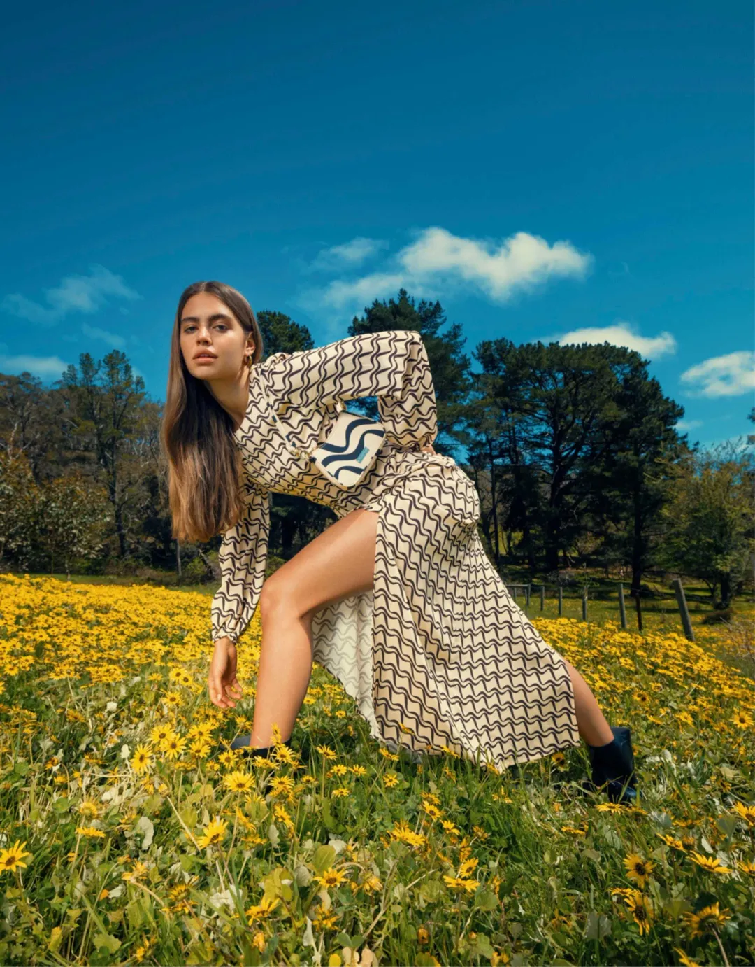 The Wolf Gang Marrakesh Cut Out Dress Black Wave Print Size 10 for rent on The Volte - main image