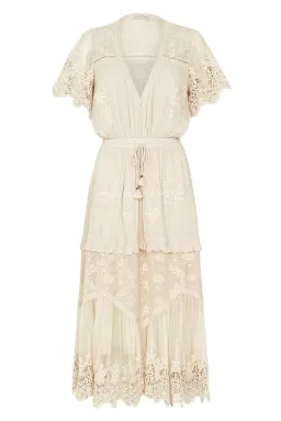 Spell & The Gypsy Maggie Embroidered Midi Dress Cream Size XS for rent on The Volte - image 3