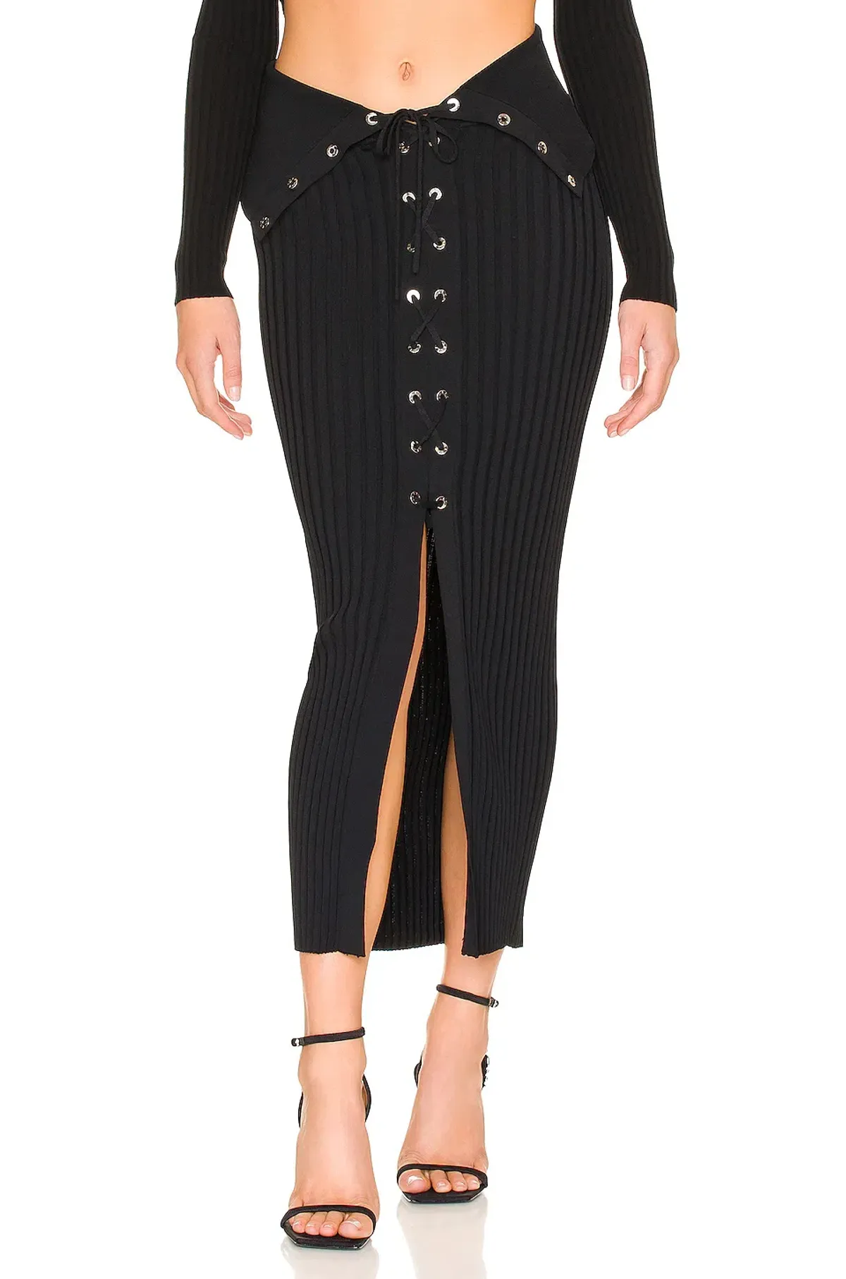 Dion Lee Lace Up Eyelet Skirt Black Size 6 - Image 3