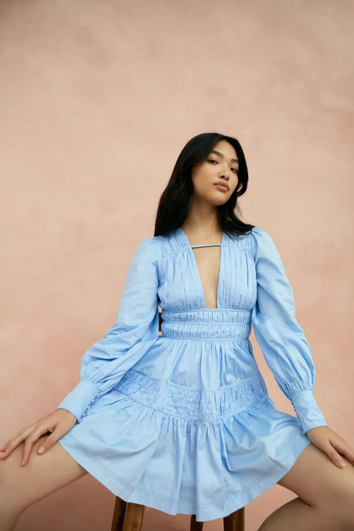 Aje Fallingwater Gathered Mini Dress Blue Size AU 6 - Image 2