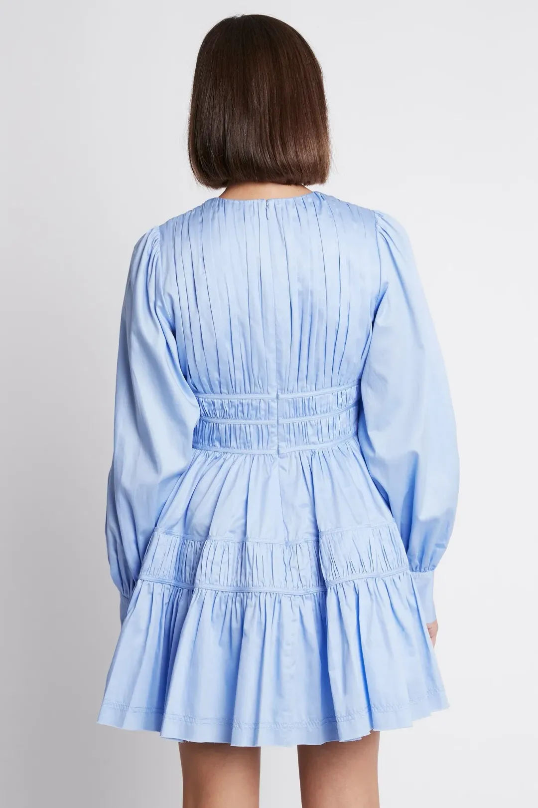 Aje Fallingwater Gathered Mini Dress Blue Size AU 6 for rent on The Volte - main image