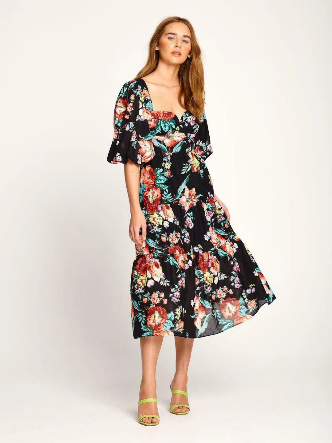 Alice McCall Baby Dee Midi Dress Black Print Size 12 for rent on The Volte - main image