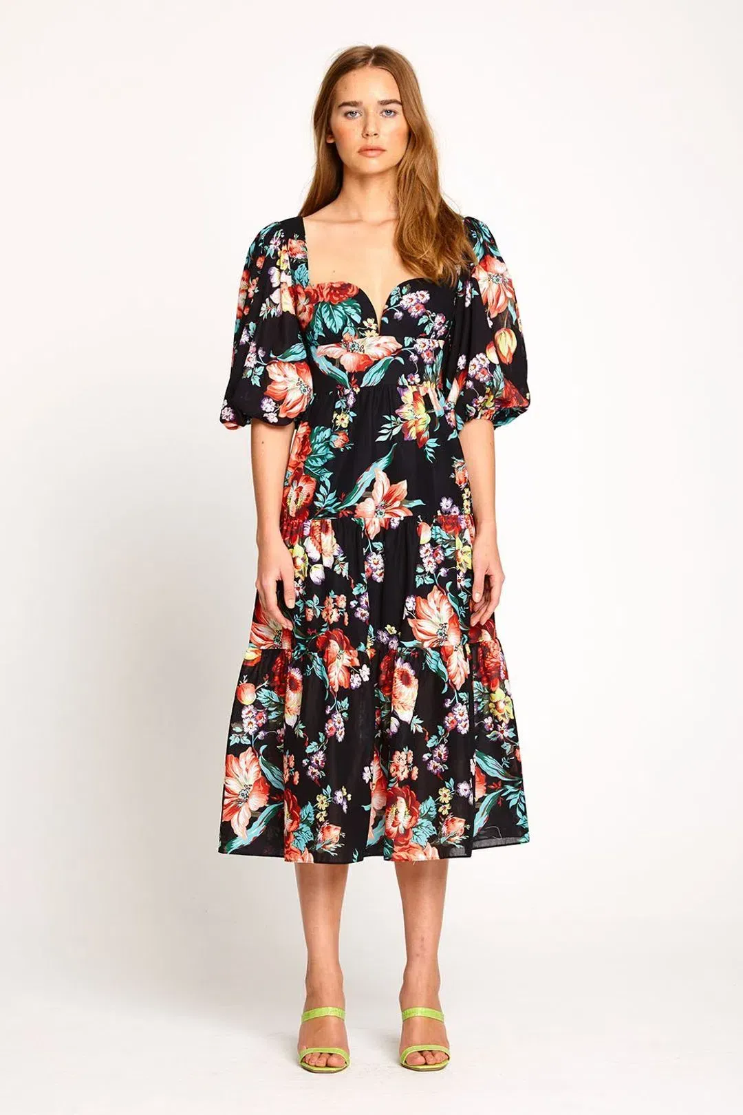 Alice McCall Baby Dee Midi Dress Black Print Size 12 for rent on The Volte - main image