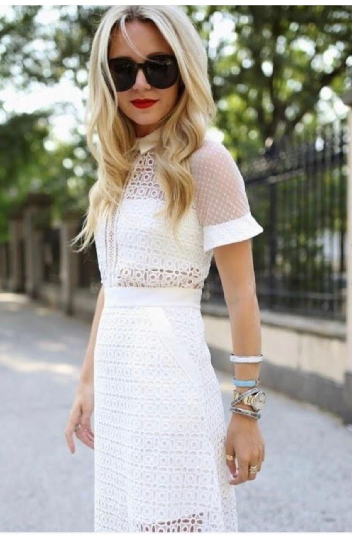 Self Portrait Pattern Play Lace Dress White Size 6 - Image 4