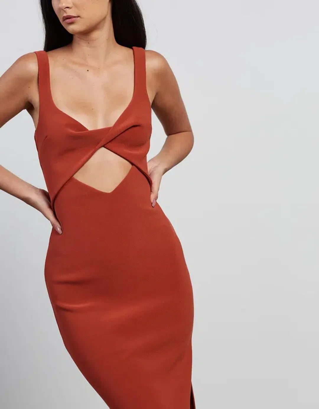BEC + BRIDGE Joelle Midi Dress ORANGE Size AU 6 for rent on The Volte - main image