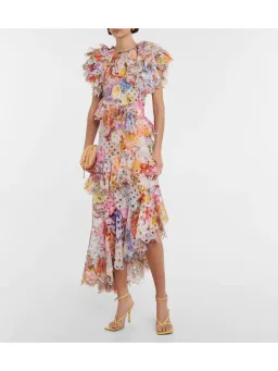 Zimmermann Prima Frilled Gown in Patchwork Floral Print Size 0 / AU 8 for rent on The Volte - image 1